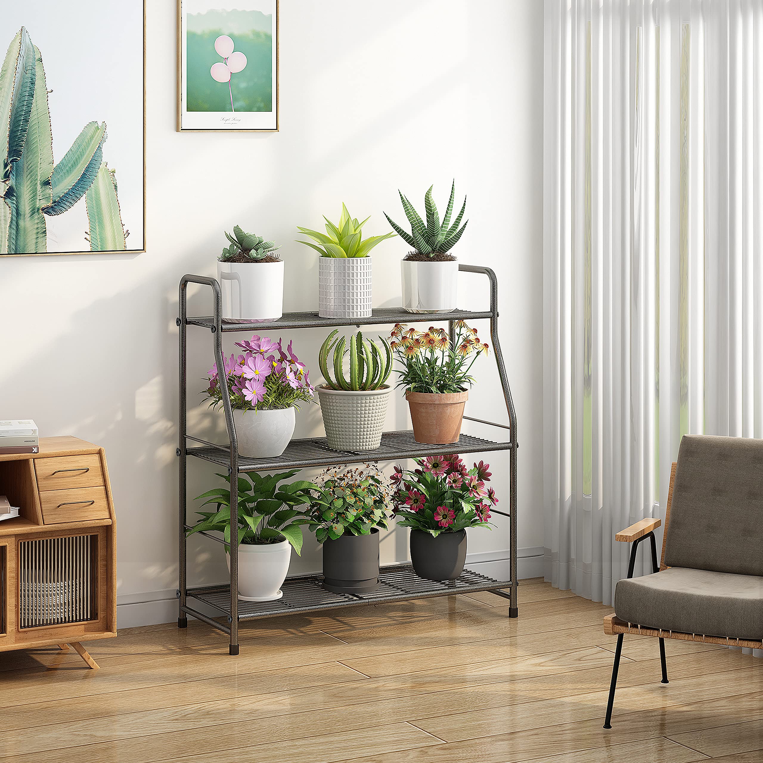 Simple Trending folding plant stand shown in easy-assembly setup