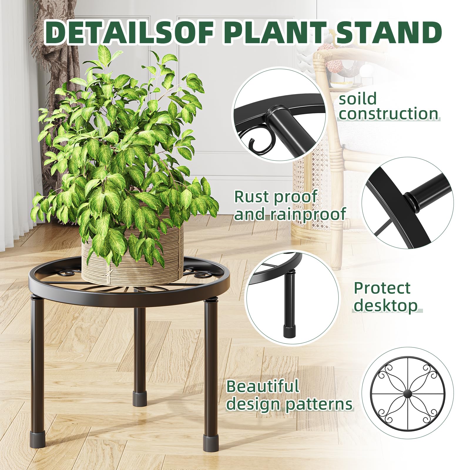 Simple Trending guard-rails plant stand prevents pots from slipping.