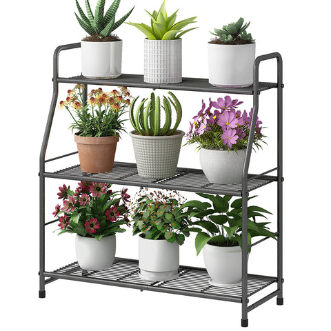 Simple Trending 3-tier plant stand outdoors displaying sturdy waterproof design