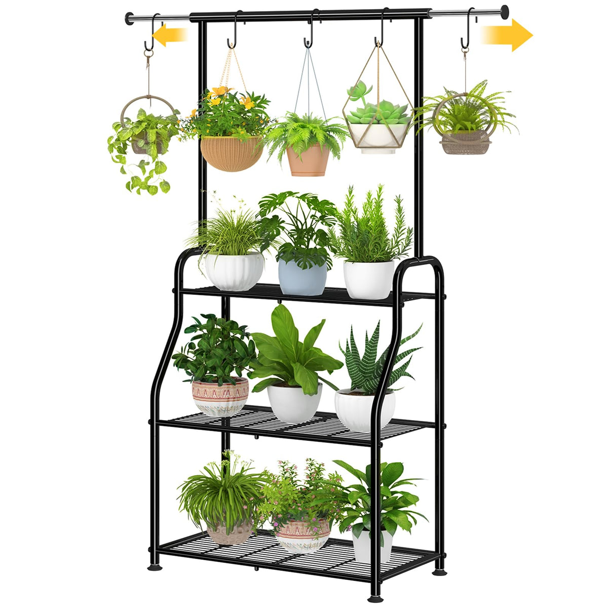 Simple Trending plant stand with extendable hanging rod for customizable plant display.