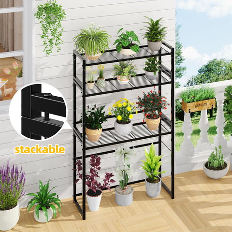 Simple Trending tall plant rack features durable iron construction for heavy pots.