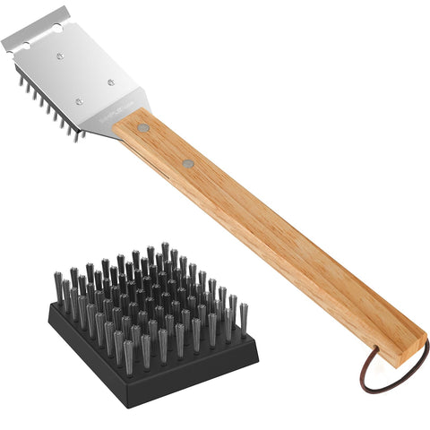 Simpletaste grill brush with stainless steel head for deep cleaning of BBQ grates
