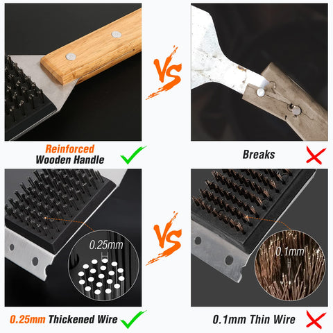 SIMPLETASTE wood-handle design stays cooler while you scrub tough residues.