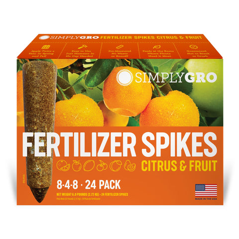 SimplyGro Fertilizer Spikes Citrus: steady root feeding for healthier citrus trees and lush foliage.
