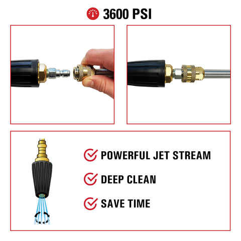 SIMPSON 80143 turbo nozzle works with hot or cold water for versatile cleanup.