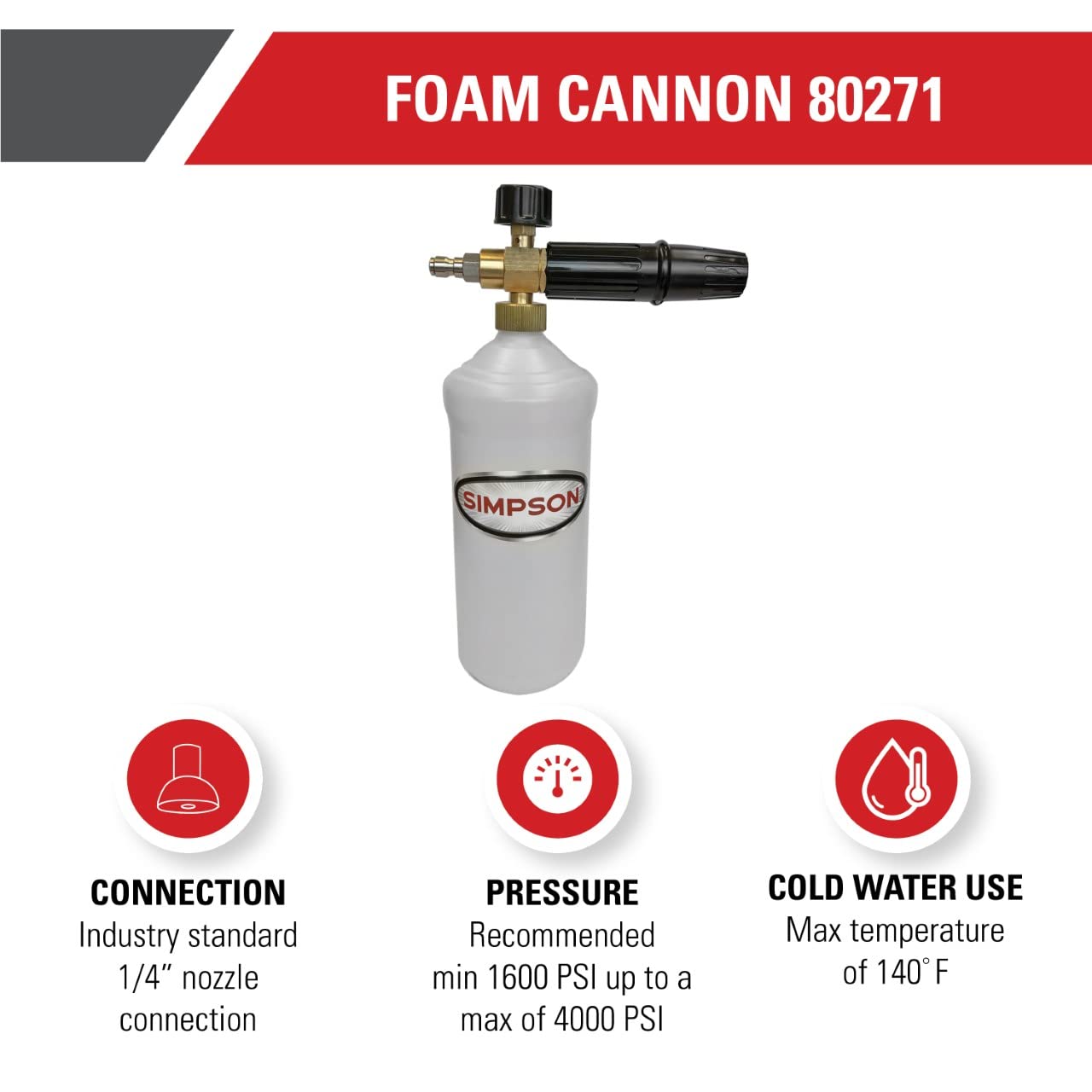 SIMPSON 80271 foam cannon nozzle adjustment for customizable foam thickness