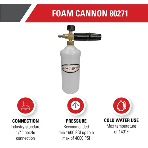 SIMPSON 80271 foam cannon nozzle adjustment for customizable foam thickness