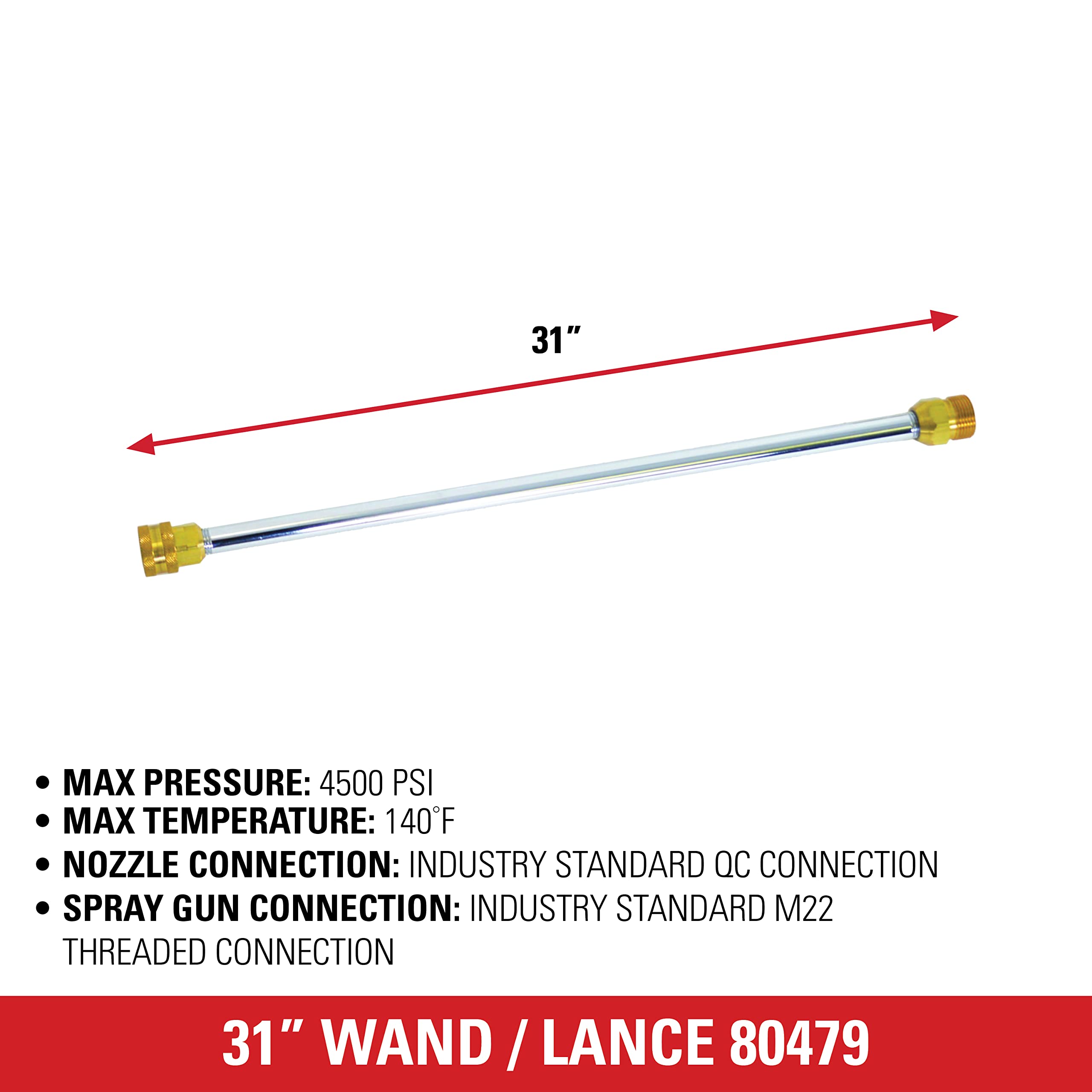Simpson cold-water wand supports up to 4500 PSI for heavy-duty residential cleaning.