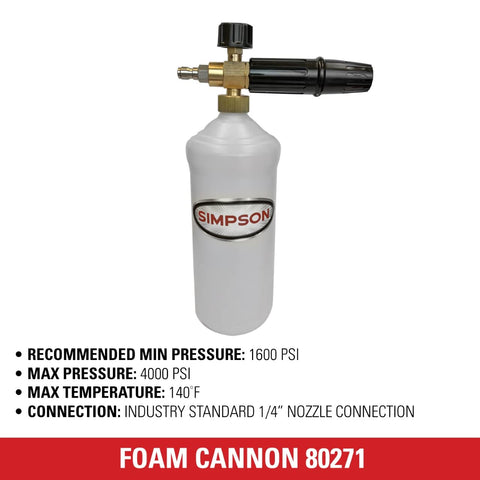 SIMPSON foam cannon in use on a vehicle for deep, safe cleaning