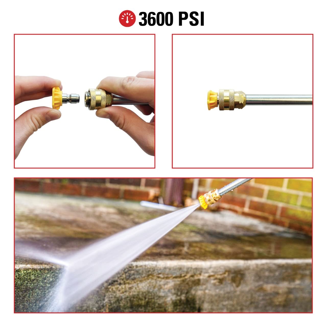 SIMPSON spray patterns show precise cleaning options with 0, 15, 25, 40 degrees plus soap.