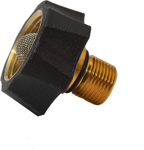 SIMPSON water inlet fitting 3/8-inch male end connects securely to the pump for a tight seal.