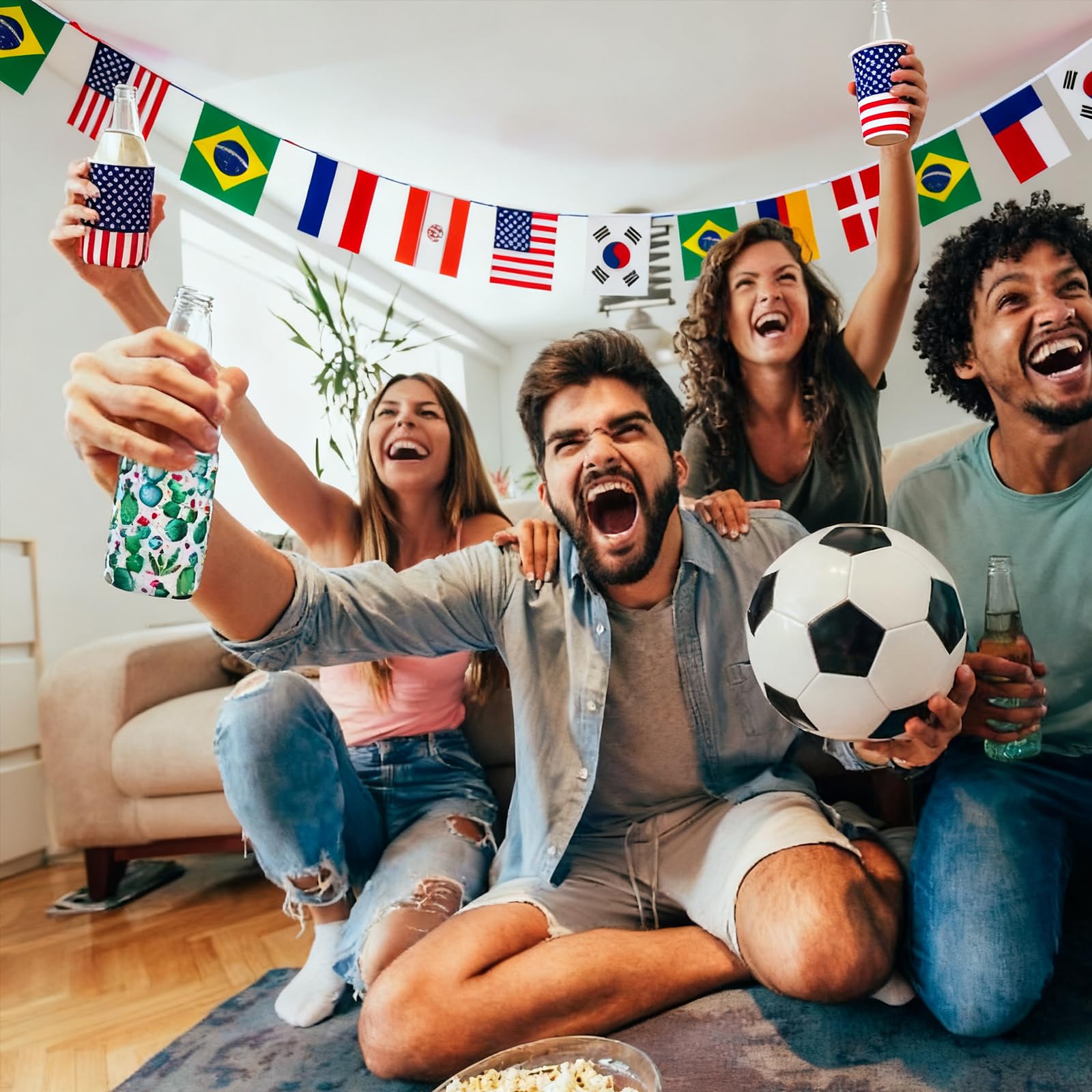 SIMVOTM International Flags Garland features crisp symbols for authentic representation.