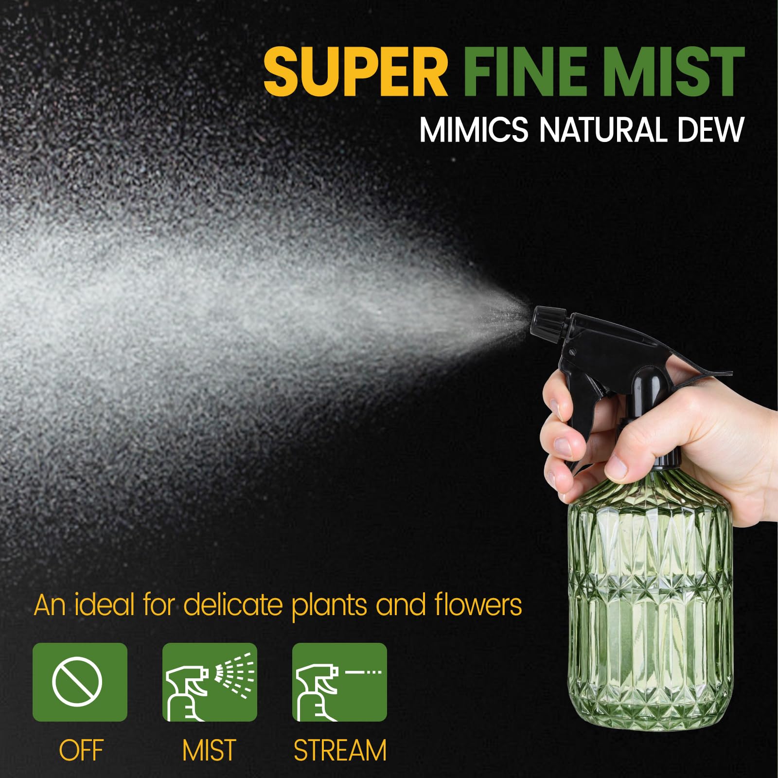 Sincengel glass plant mister bottle 360° nozzle enables fine mist.