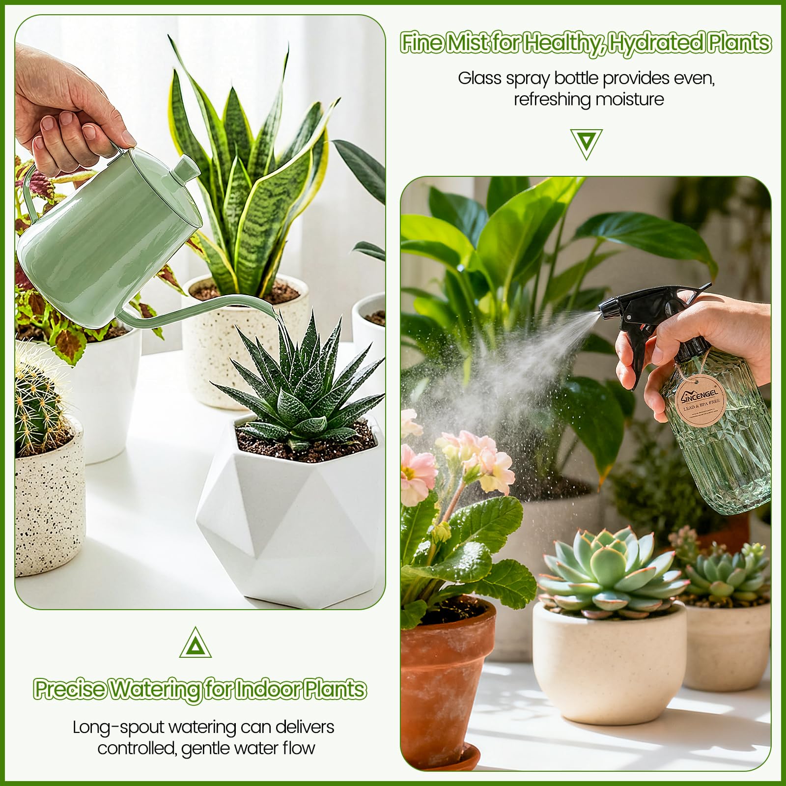 Sincengel mister bottle adjustable nozzle creates dew-like mist for delicate care.