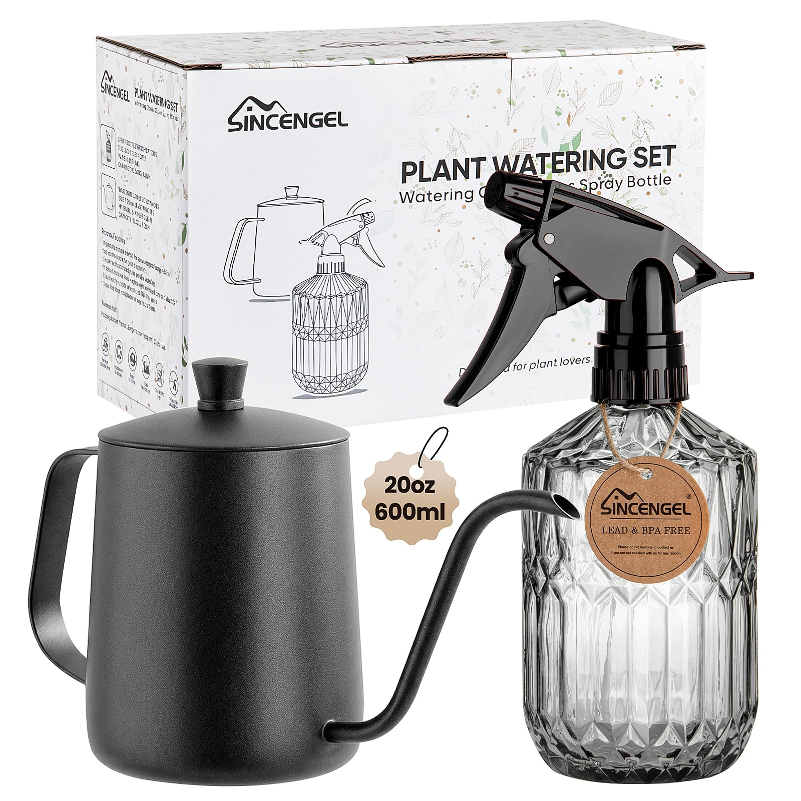 Sincengel watering can with a long gooseneck for precise indoor watering