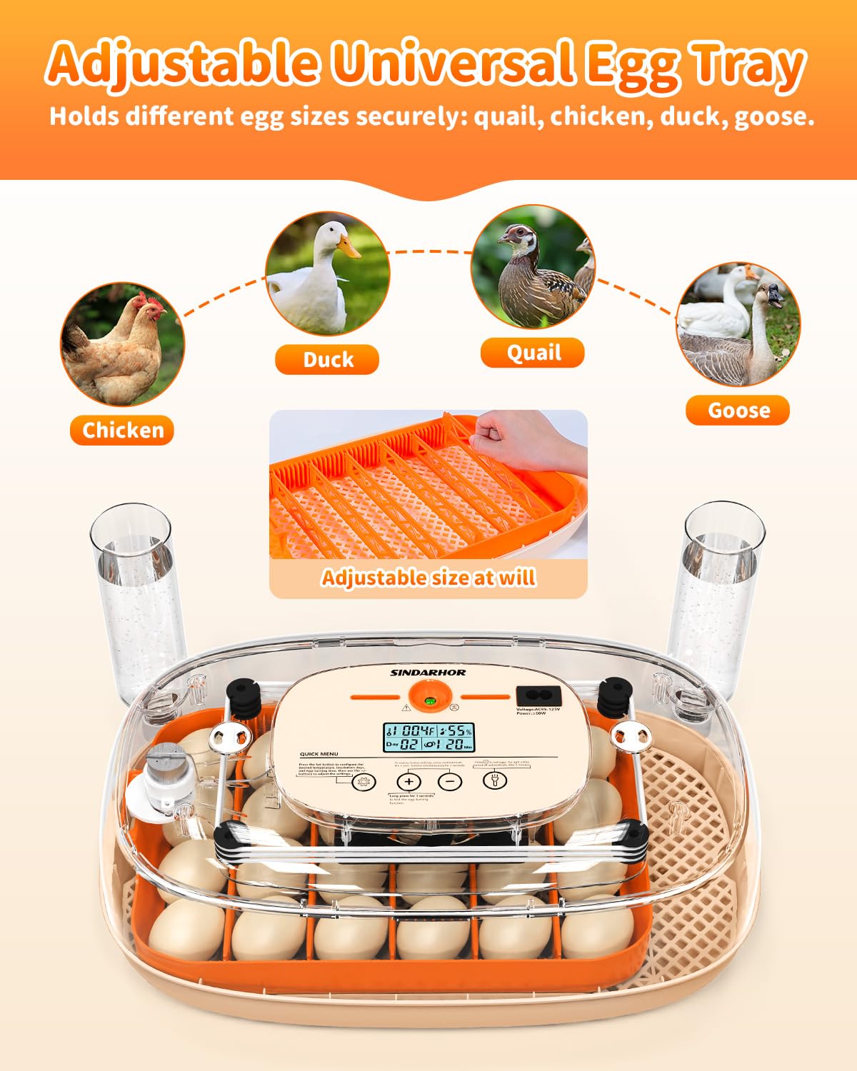 Durable ABS shell and quiet fan on Sindarhor incubator for classroom use.