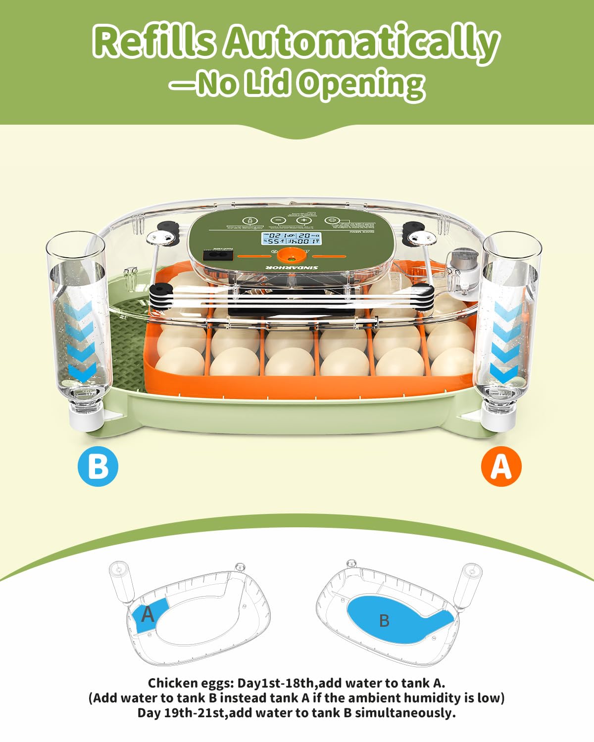 Universal egg tray fits chicken, duck, quail, and goose eggs securely.
