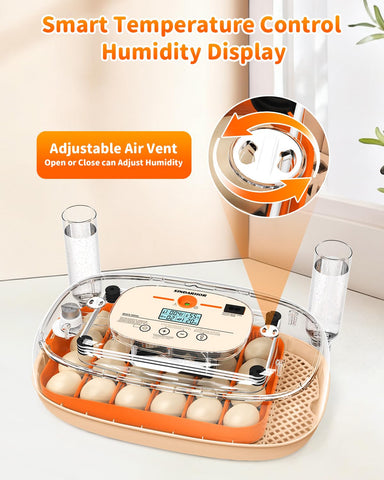 Sindarhor incubator uses external water bottles to maintain stable humidity.