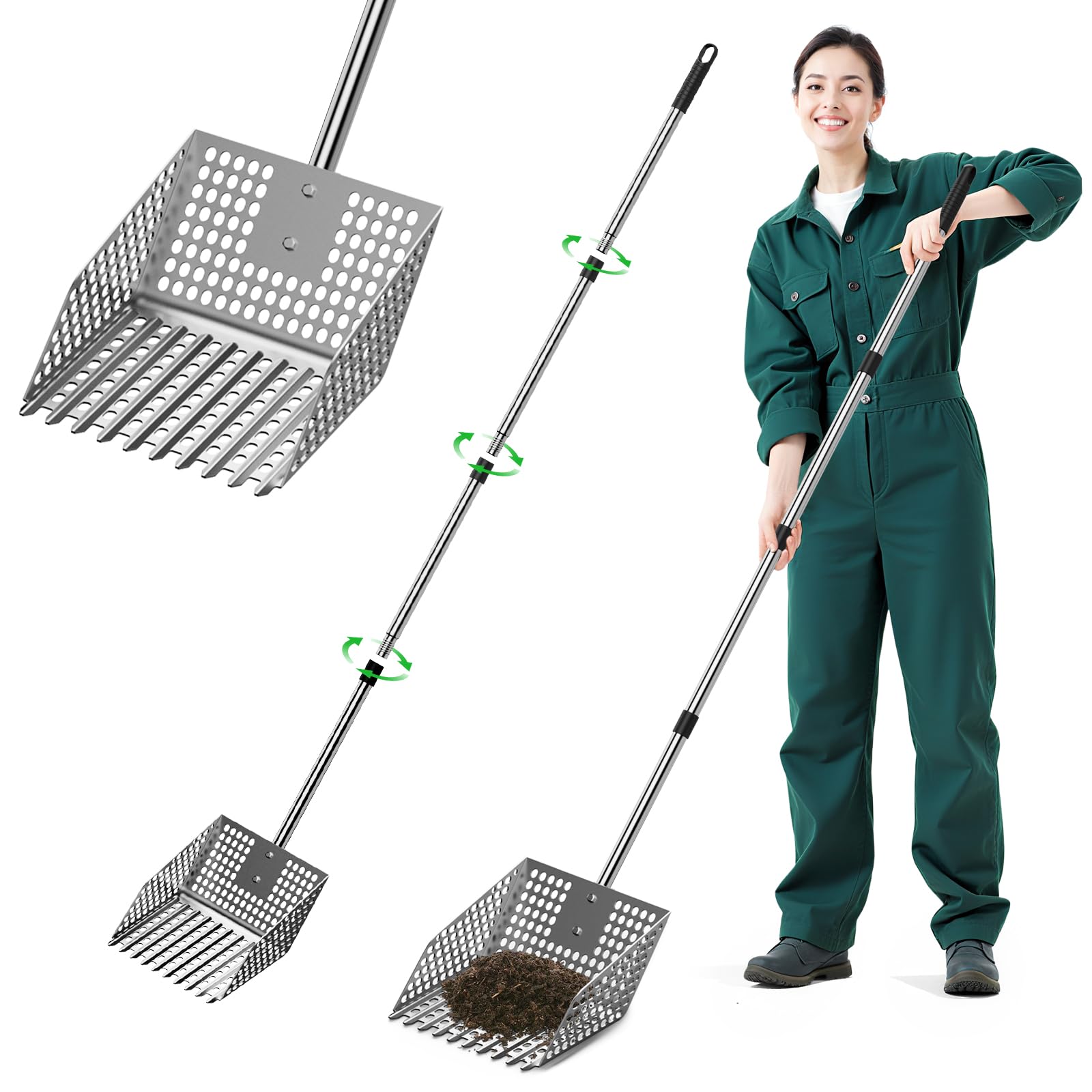 Sindarhor 2-in-1 design poop scooper for fast coop cleanup