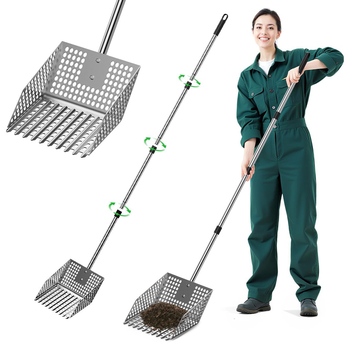 Sindarhor 2-in-1 design poop scooper for fast coop cleanup