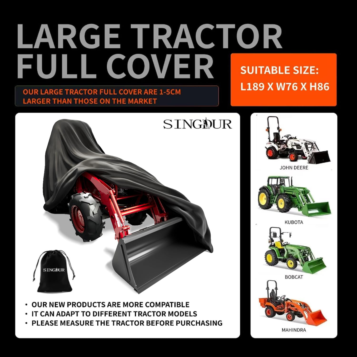 Singdur Tractor Cover provides UV protection to preserve paint and exterior shine.