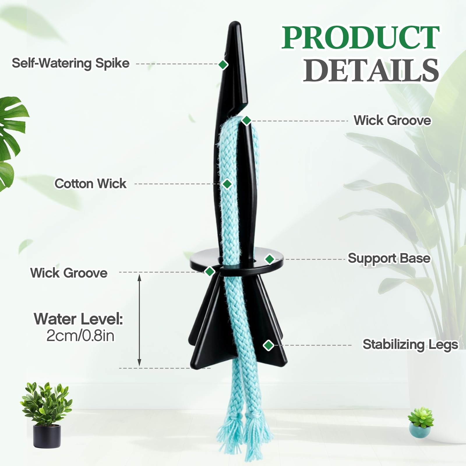 Singhoow spikes positioned at planter base promote even hydration