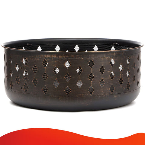 SINGLYFIRE 6-8 person fire pit with wood grate for larger fires.