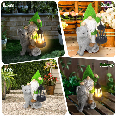 Sinhra resin figure is durable and weatherproof for year-round garden decor.