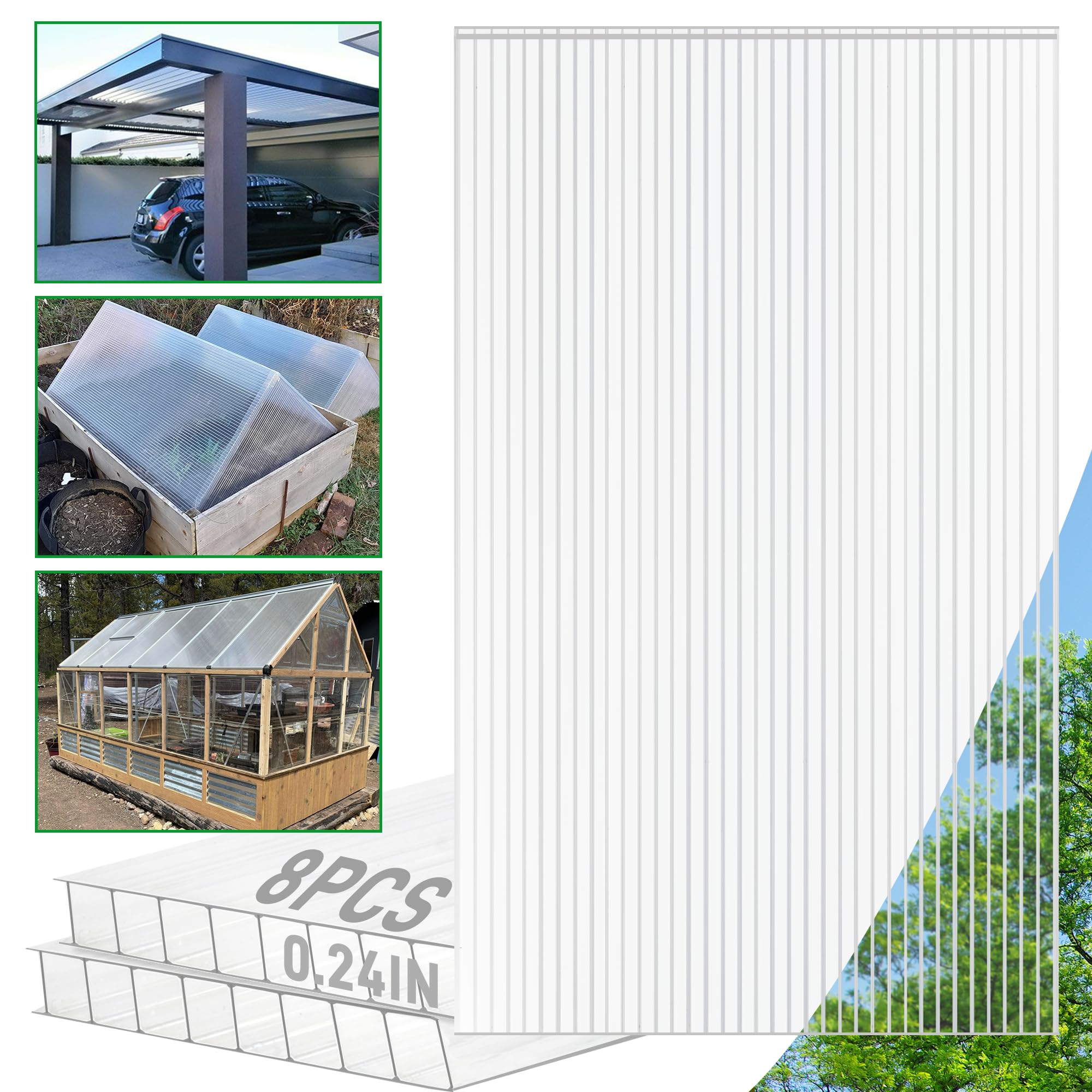 Sinimaka 8-pack greenhouse panels 8x4ft for durable, weather-ready coverage