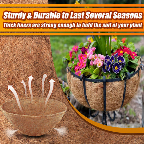 Durable, tightly woven liner supports soil and plants through several seasons.