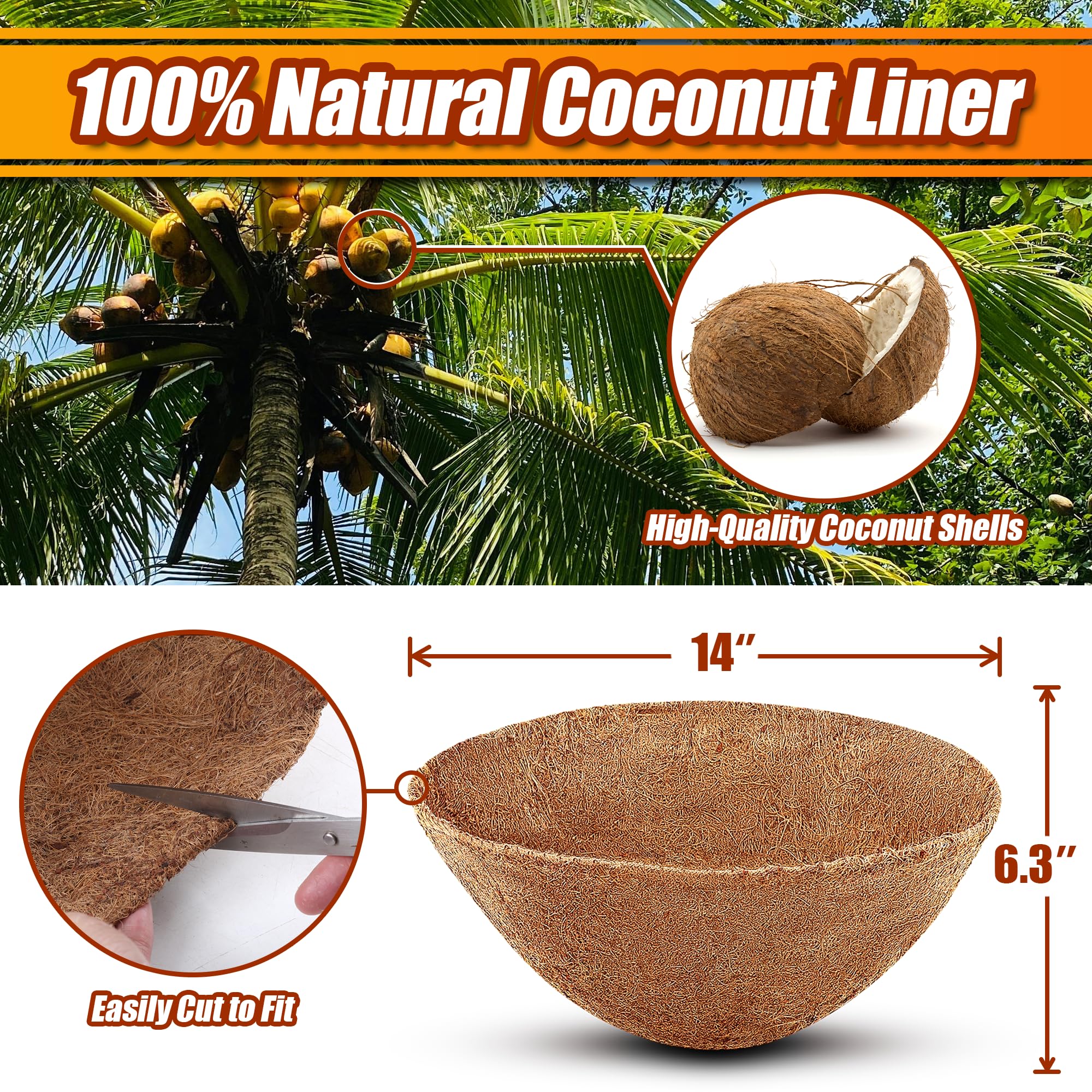 Sinimaka coco liners in hanging baskets boost soil retention and plant health.