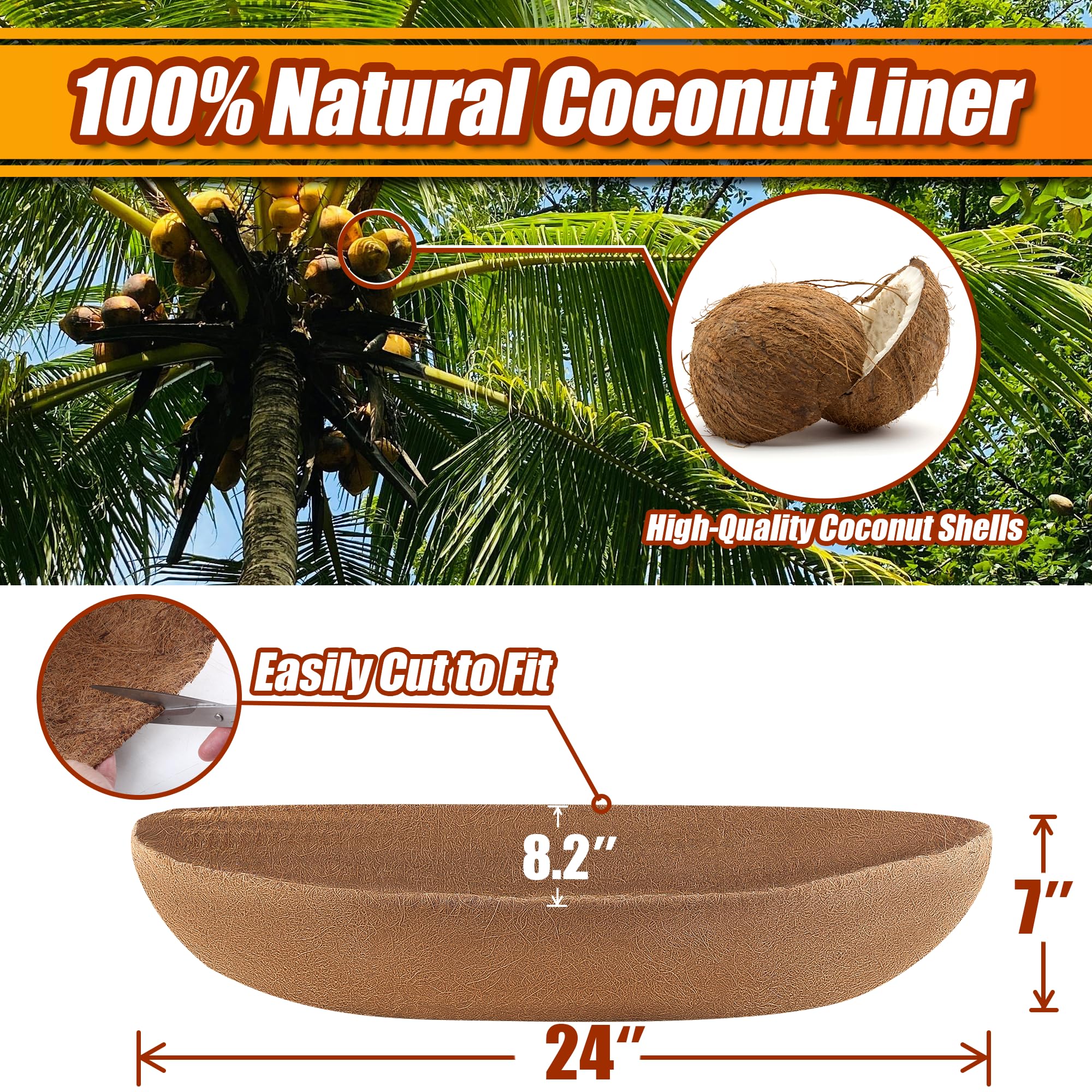 Close-up of Sinimaka coconut fiber liner showing porous texture for drainage.