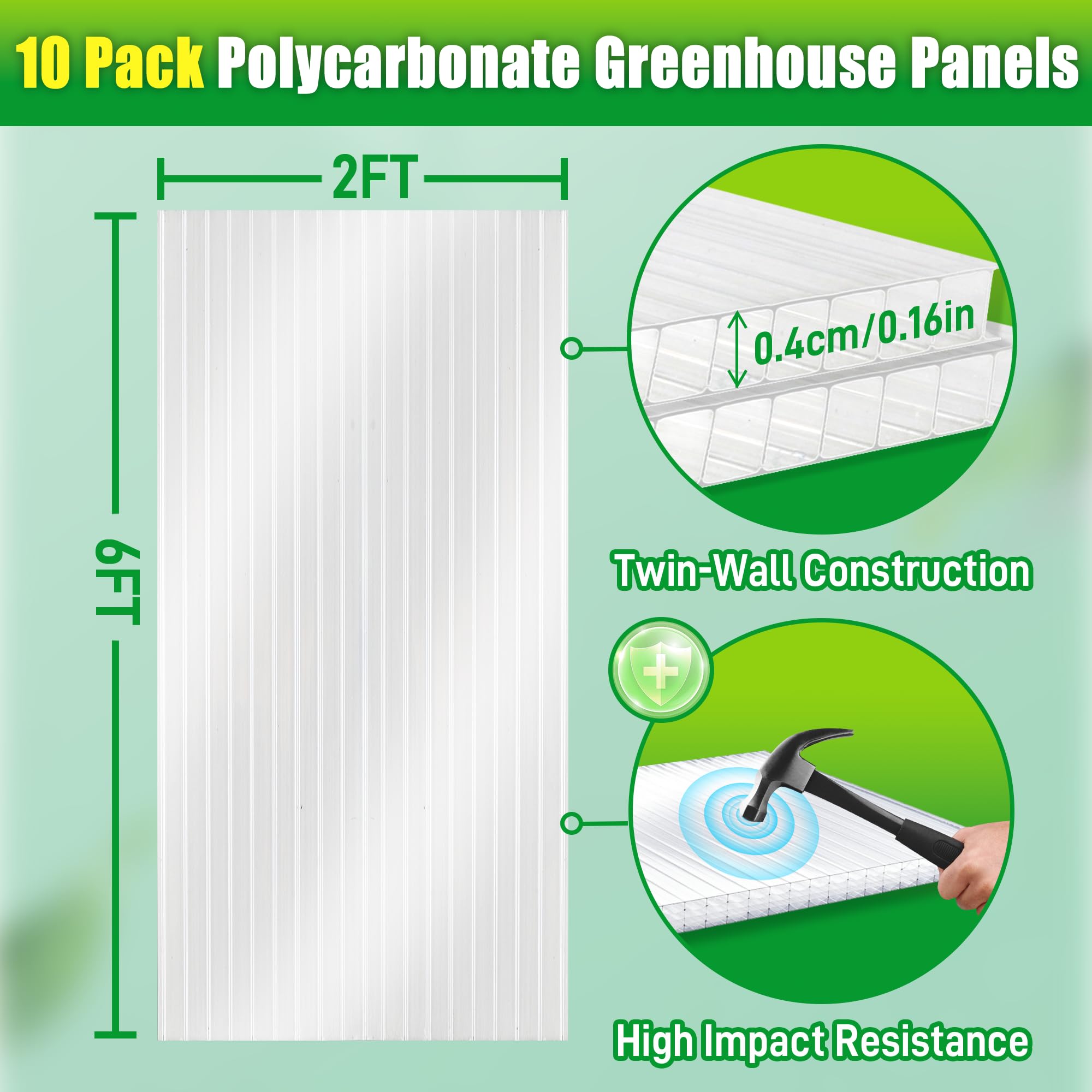 Sinimaka polycarbonate sheets light transmission: high clarity with diffusion for even plant growth.