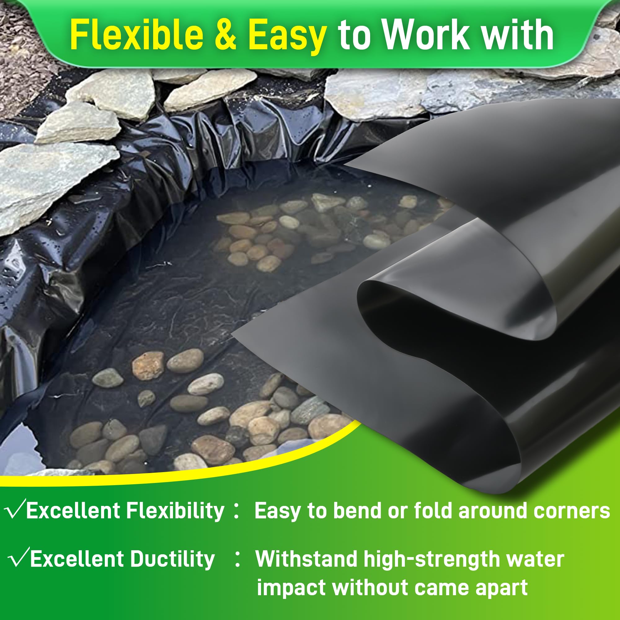 Sinimaka pond liner fountain waterfall, UV-resistant and durable for outdoor use.