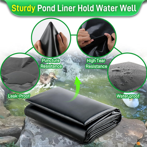 Sinimaka pond liner 16x20 waterproof-seal provides reliable water retention for koi ponds.