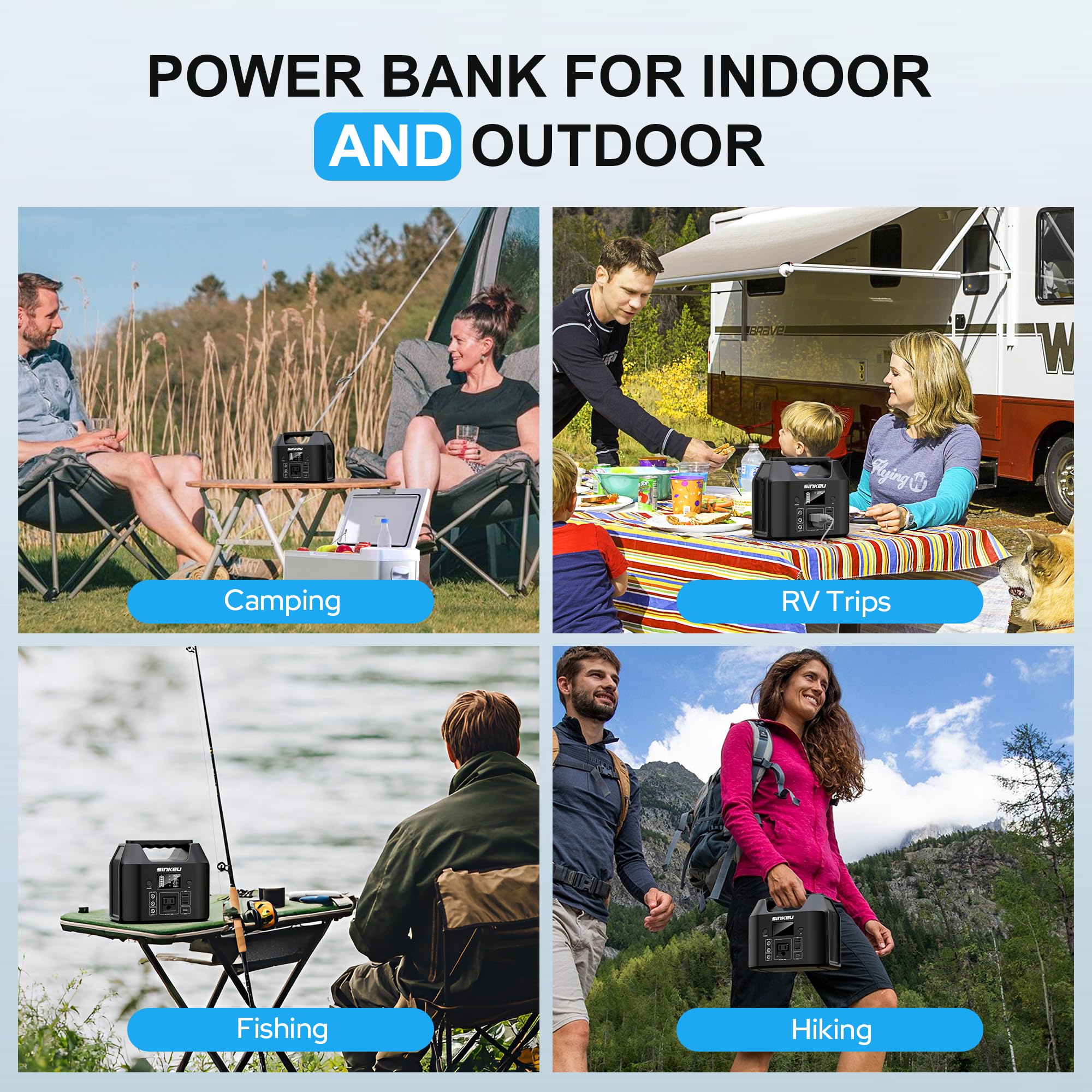 Camping or RV backup with SinKeu 122.8Wh portable power station