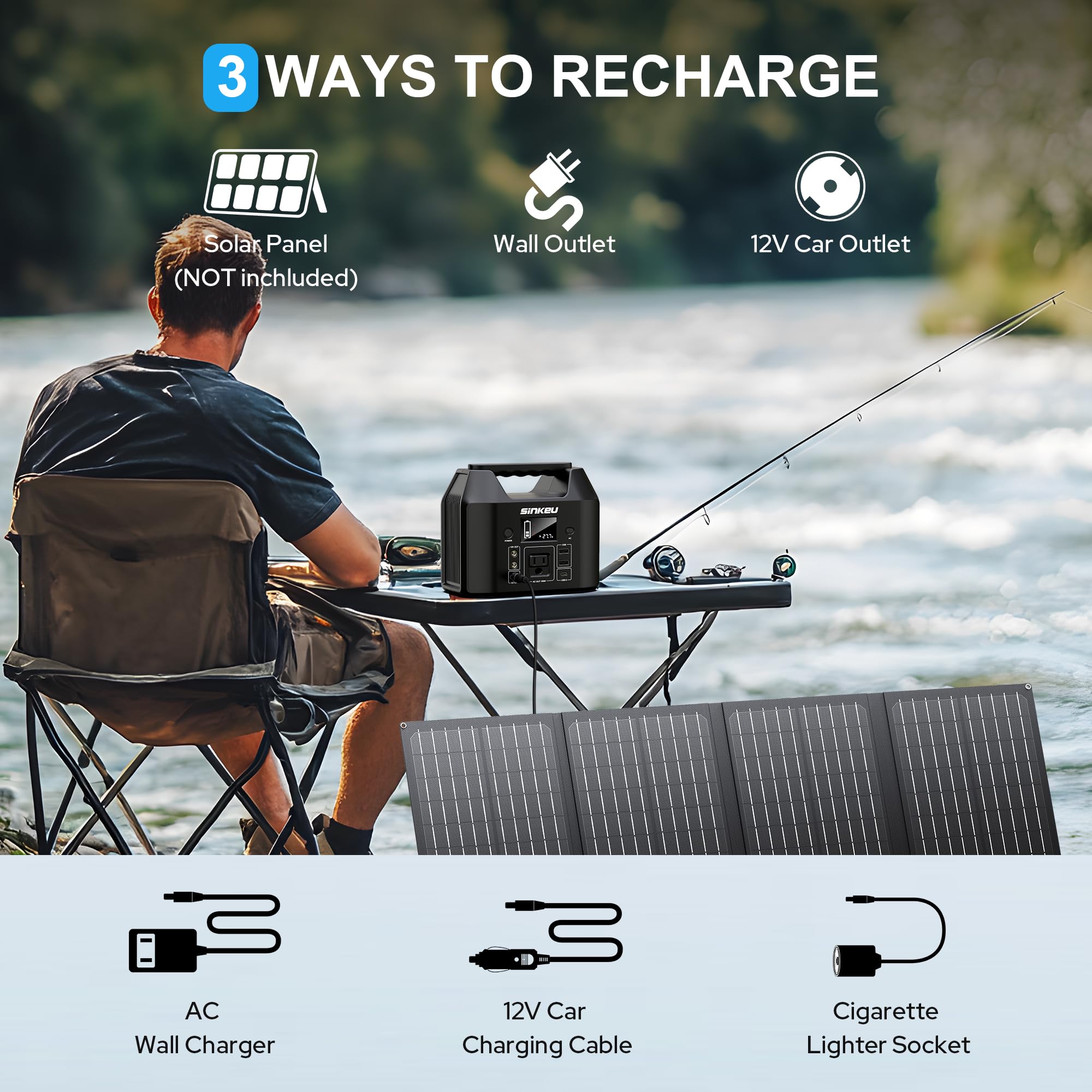 Compact and lightweight SinKeu 122.8Wh portable power station design