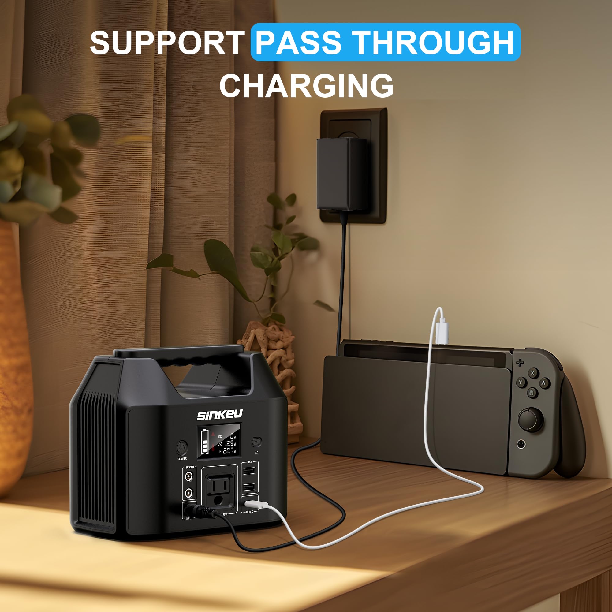 Included accessories for SinKeu 122.8Wh portable power station
