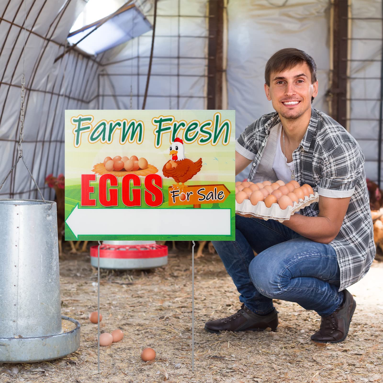 Sintuff eggs-for-sale-sign customizable-bottom allows adding price or contact details.