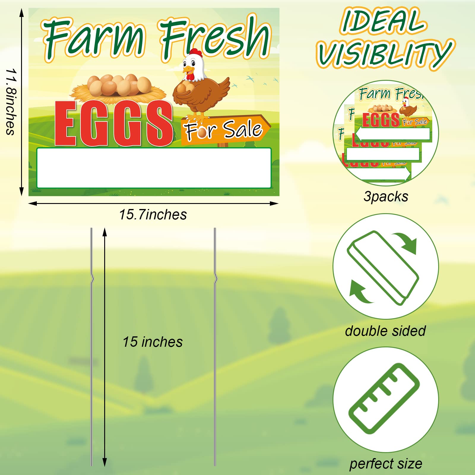 Sintuff eggs-for-sale-sign stake attachment demonstrates sturdy outdoor setup.