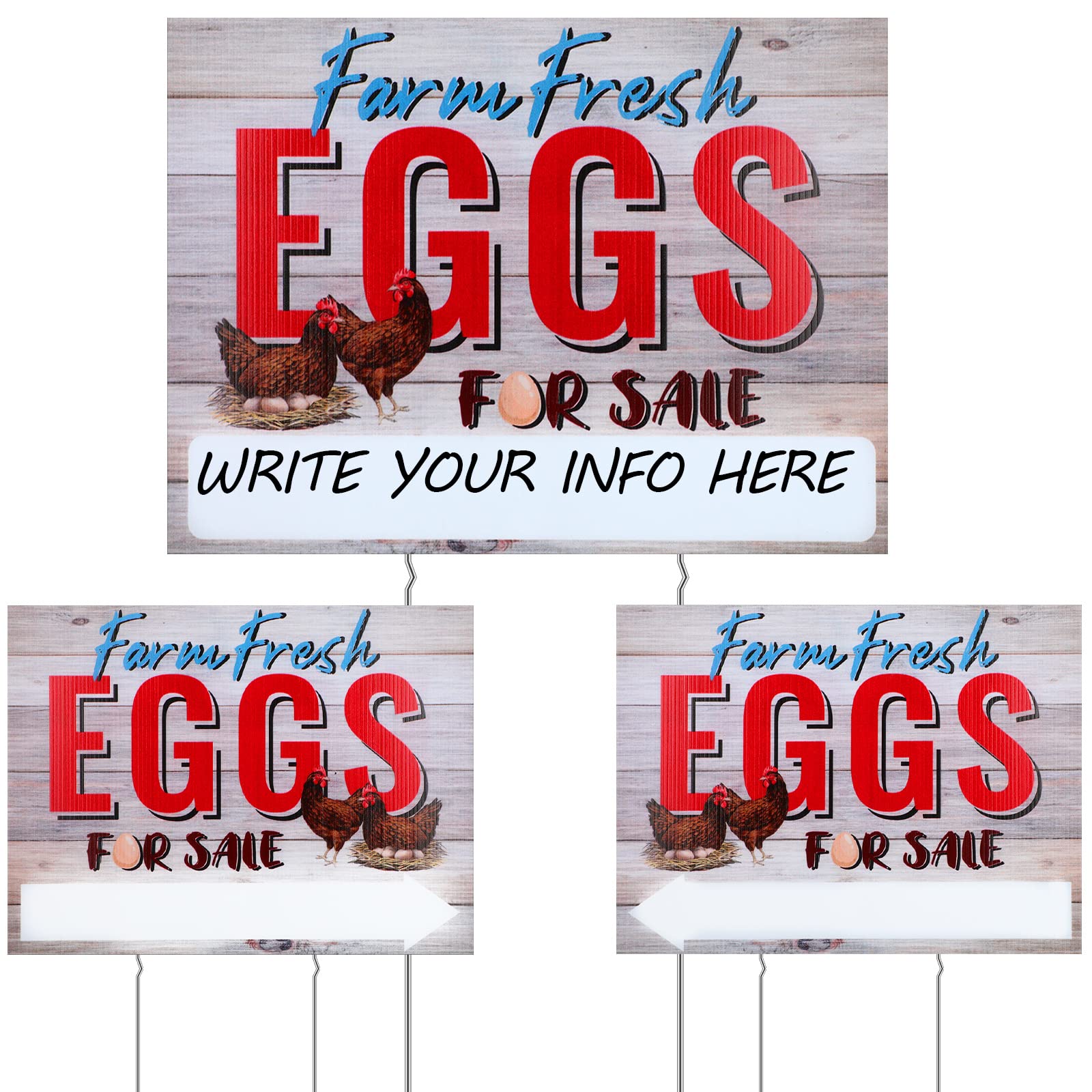 Sintuff farm fresh eggs sign center display improves yard visibility for passersby.