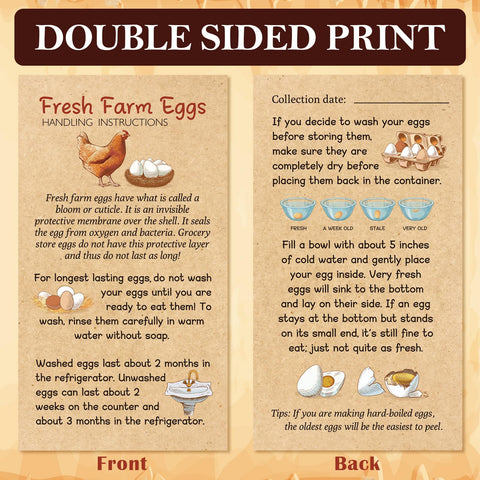 Sintuff handling cards provide clear egg handling instructions for customers.