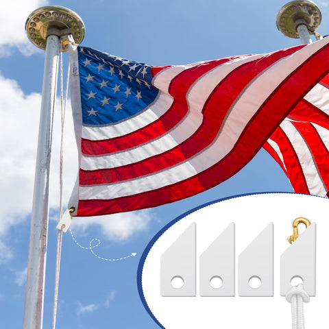 Sintuff vinyl snap cover protects flagpole hardware from weather and rust.