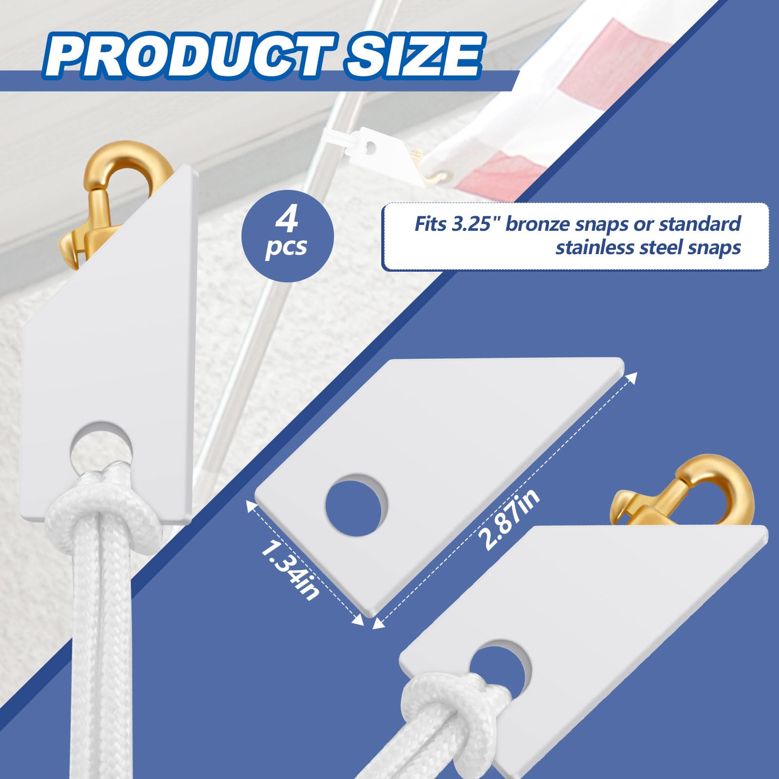 Sintuff white flagpole clip covers fit standard clips for a cleaner display.