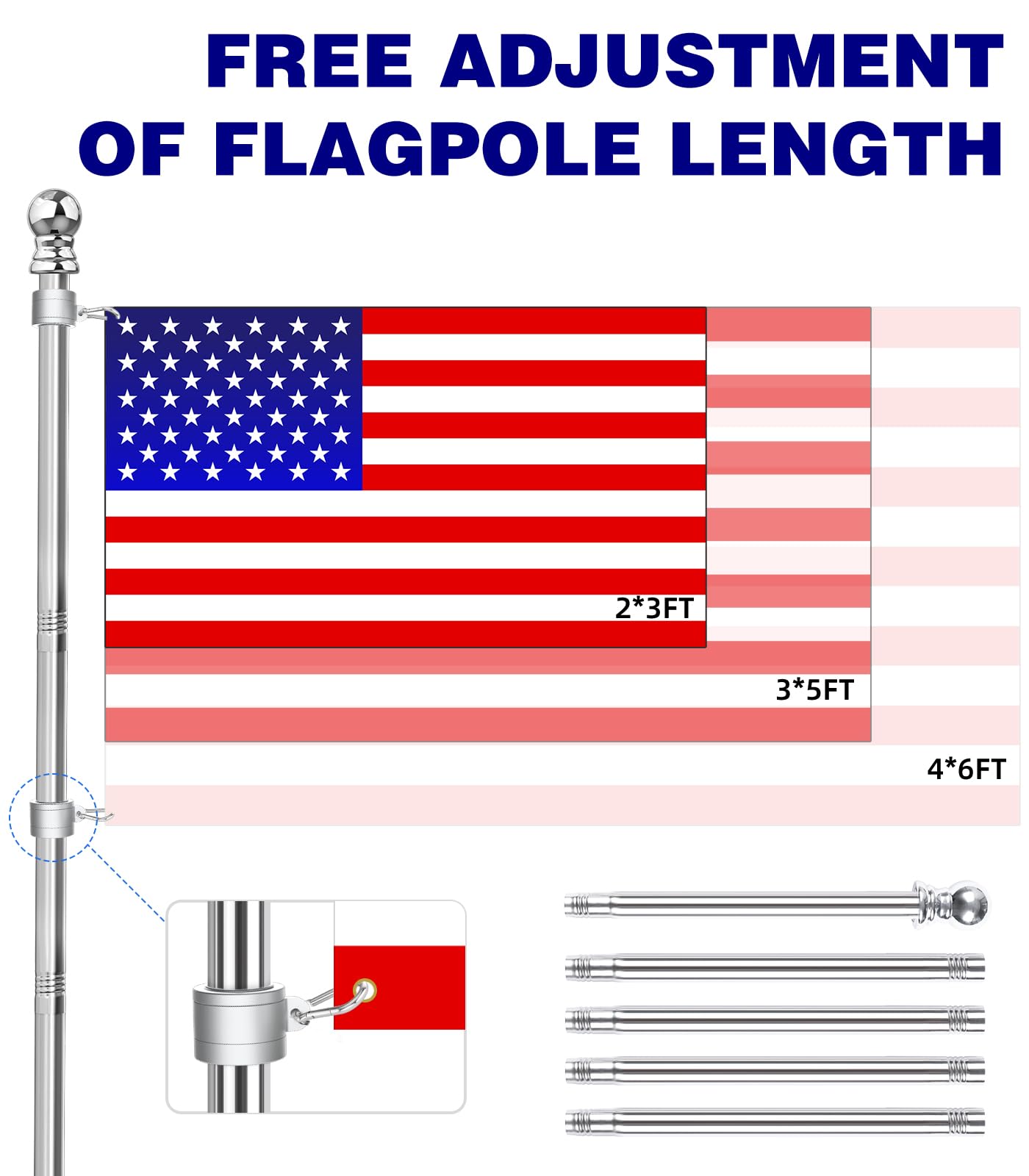 Sinyoeer easy-install flag pole screws together without special tools.