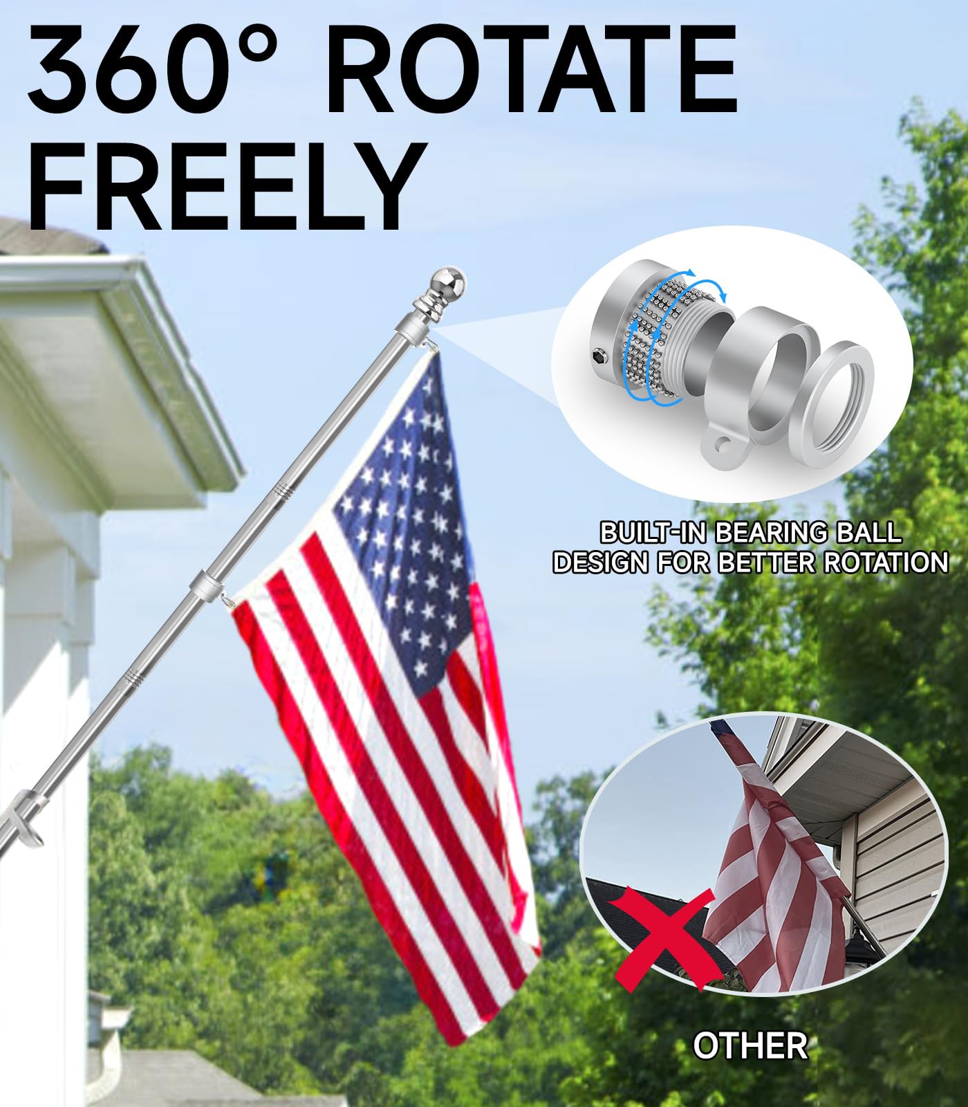 Sinyoeer heavy-duty flag pole ideal for outdoor events and long-term use.