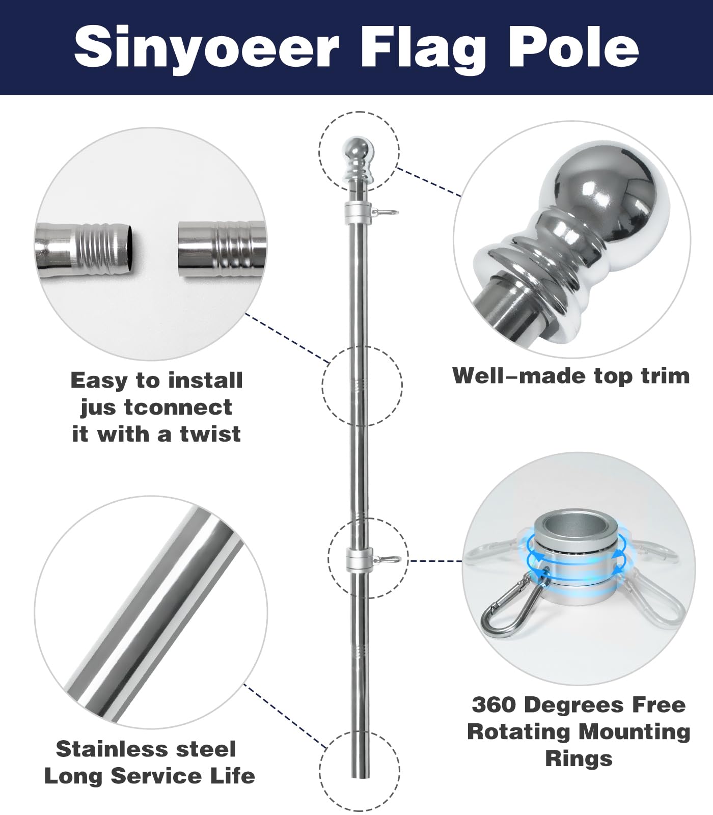 Sinyoeer pole suitable for residential or commercial outdoor displays.