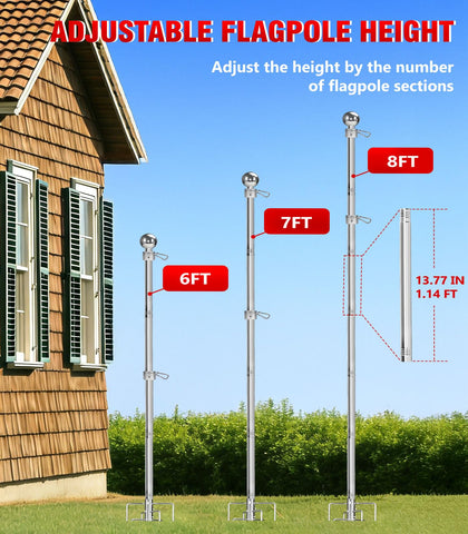 Sinyoeer multi-scenario flag pole adapts for ground, garden, or porch