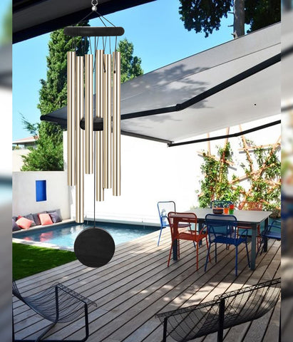 SIONMYTF wind chimes bronze finish highlights durable outdoor decor.