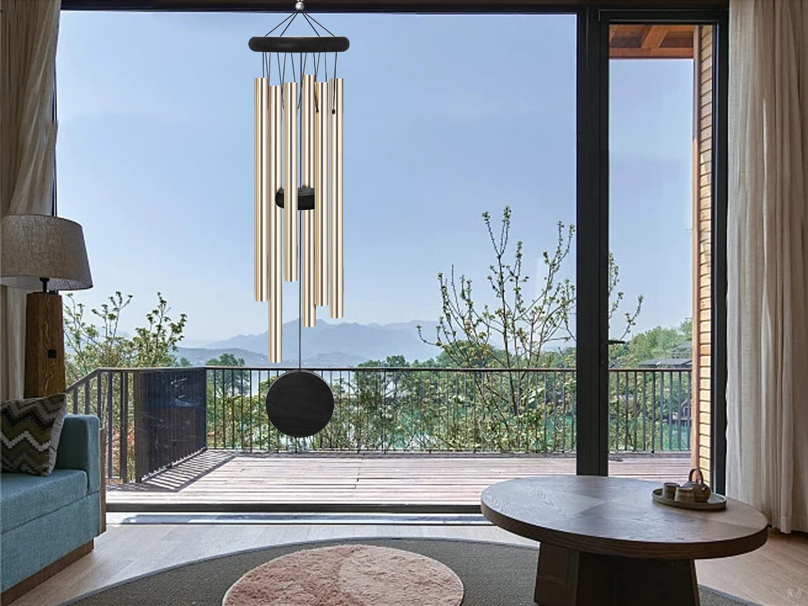 SIONMYTF wind chimes with nylon rope resist weather and rust.